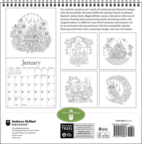 JOHANNA BASFORD'S 2026 COLORING WALL CALENDAR